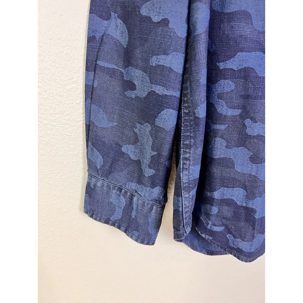 Polo Ralph Lauren Classic‎ Fit Indigo Cotton Chambray Camo Shirt Sz Medium